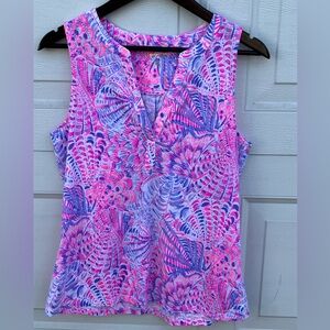 Lilly Pulitzer Knit Top pink floral sleeve less M